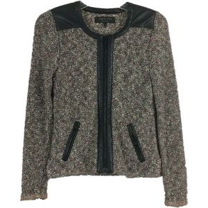 Rag & Bone Colored Tweed/Black Lamb Leather Jacket